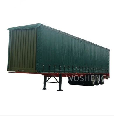 Wosheng 3 eixos verde 40ft 45ft PVC cortina lado Semi-reboque 13T 16T BPW/FUWA eixo