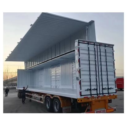 12R22.5 12 unidades Pneus furgão de parede aberta semi-reboque de asa dupla para transporte de cargas
