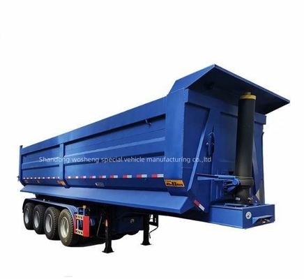 Wosheng 3 eixos 4 eixos Semi-reboque 60 toneladas Rear Dump cilindro hidráulico Tipper caminhão reboque