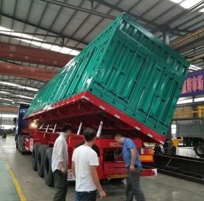 Semi-remolque de 3 eixos de queda lateral, despejo e descarga com trem de pouso de 28 toneladas e personalização