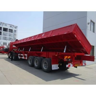 Remolque de inclinação lateral para areia de pedra Tri 3 eixos 50 toneladas Remolque de descarga lateral