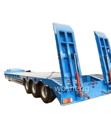 Wosheng 3 eixos 13 toneladas semi-reboque hidráulico de cama baixa para transporte de equipamentos pesados