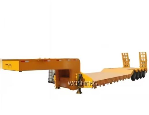 Wosheng 4 eixos 16 rodas de cama baixa semi-reboque para transporte de equipamentos pesados