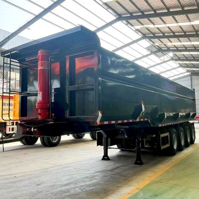 Suspensão mecânica 4 eixo hidráulico traseiro semi-reboque de descarga com Q345B / T700 aço