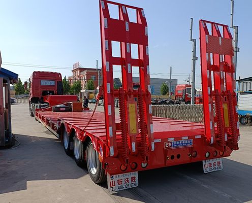 Suspensão Mecânica Suspensão 3 eixo Semi-reboque de cama baixa para transporte de contentores