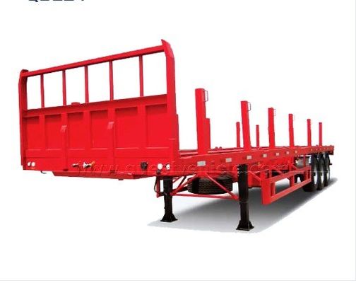 Transporte de equipamento pesado 3/4/5 eixos Semi-reboque de banco plano com 12 unidades de travagem