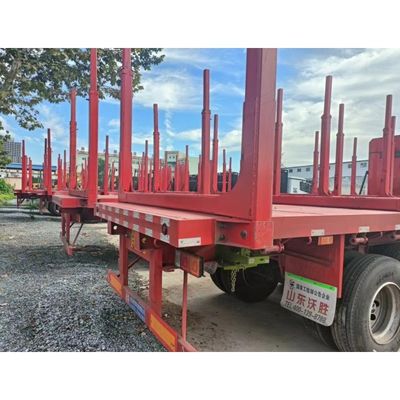 Transportar troncos e rebar com a nossa 3 eixos de madeira de cama plana Semi-remolque King Pin Opções