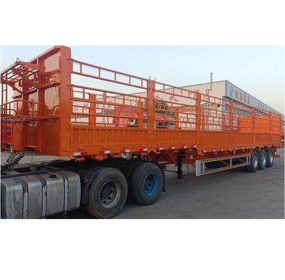 SAF duas velocidades 28t Heavy Duty Landing Gear 4 Axle Leaf Spring Fence Cargo Semi-trailer