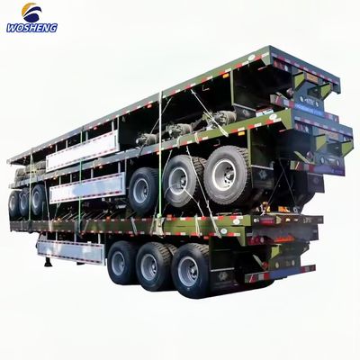 4 eixos 20FT 40FT Semi-remolque de caminhão de banco plano Container Semi-remolque com pneus 12R22.5