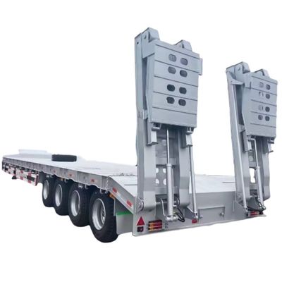 Equipamento pesado de transporte 4 eixos Escada hidráulica dupla de cama baixa Semi-reboque