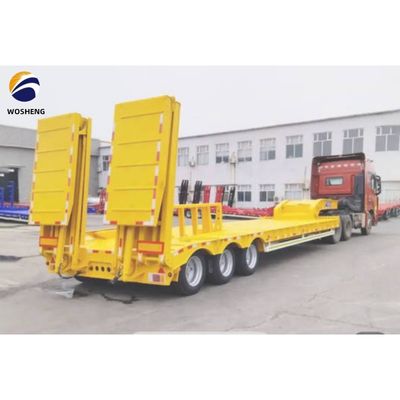 Semi-remolque de carga pesada de 40 pés de comprimento, remolque de cama baixa com 3 eixos para reboque de caminhão