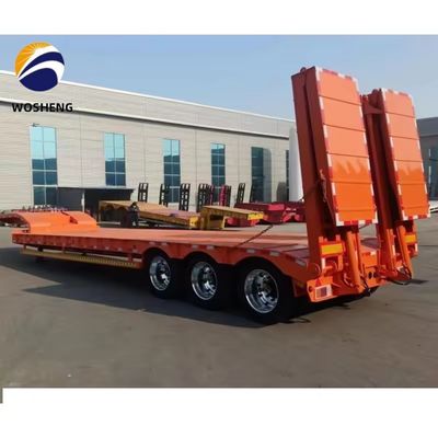 Reboque de caminhão 3 eixos 40ft Semi-reboque de cama baixa para transporte de veículos pesados