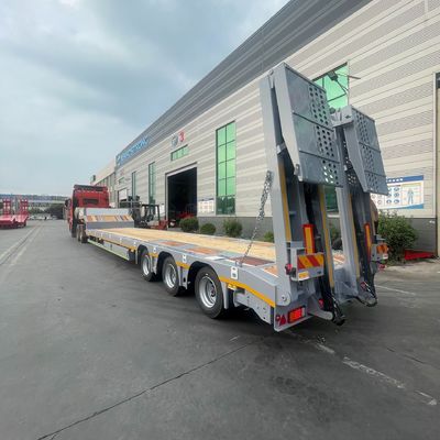 Suspensão aerodinâmica 3 eixos 40 a 80 toneladas de aço Semi-reboque para escavadeiras e dozers
