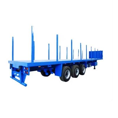 Q345b Feixe principal 3 eixos 20ft 40ft Container Transporte 60-100Tons Caminhão de cama plana Caminhão de cama plana Semi-reboque