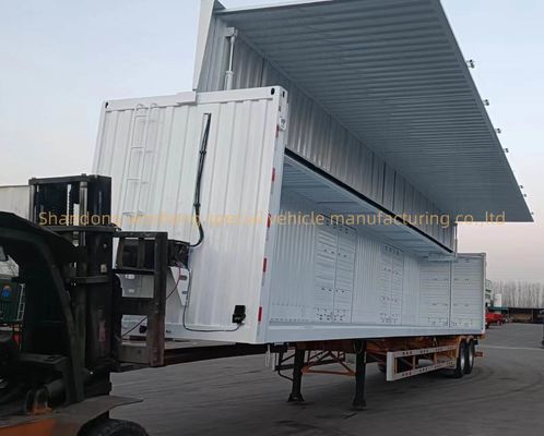Semi-reboque Wosheng 3 eixo 30/40tons Logística Van de extensão de asas caixa aberta caminhão reboques