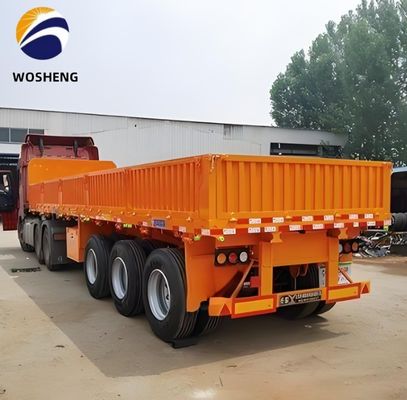 Qingdao Wosheng 3 eixo caminhão de reboque com 50 toneladas de carga útil e parede lateral de aço