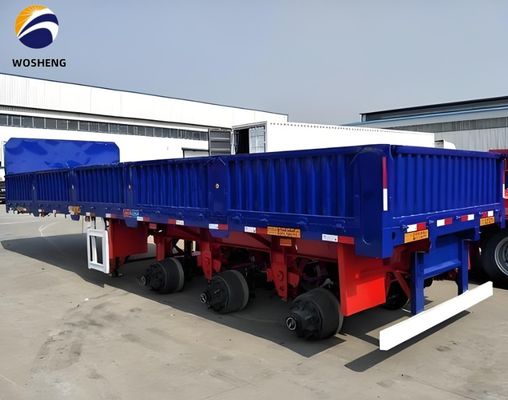 Qingdao Wosheng 3 eixo caminhão de reboque com 50 toneladas de carga útil e parede lateral de aço