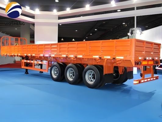 Qingdao Wosheng 3 eixo caminhão de reboque com 50 toneladas de carga útil e parede lateral de aço