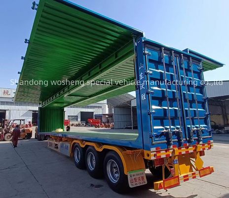 Semi-reboque de furgão aberto de 3 eixos personalizável para transporte logístico de 30/40 toneladas