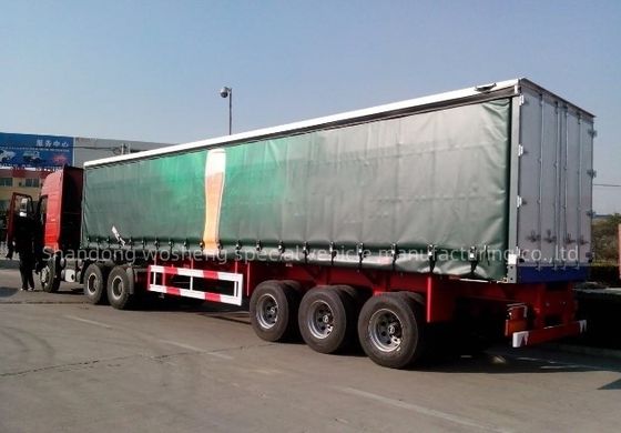 Wosheng 3 eixos 40ft 45ft PVC cortina de lonas Sider Semi-trailer com suspensão de ar