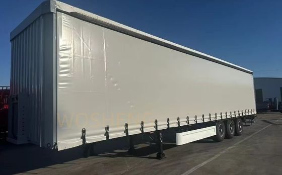 Remolque de caminhão Wosheng 3 eixos 40ft 45ft PVC cortina lado Semi-remolque para cargas pesadas