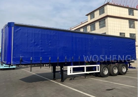 Customizado Wosheng 3 eixos 40ft 45ft lado cortina Semi-reboque com PVC Waterproof Tarpaulin
