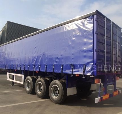 Customizado Wosheng 3 eixos 40ft 45ft lado cortina Semi-reboque com PVC Waterproof Tarpaulin