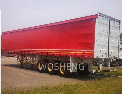 Caminhão 40-50ton 3 eixos 40ft 45ft Red Curtain Side Sliding Semi-Trailer com telhado de PVC