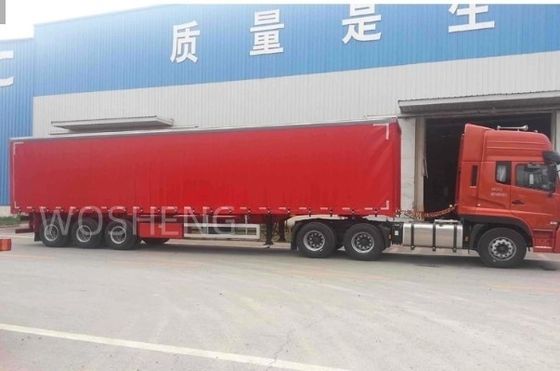 Caminhão 40-50ton 3 eixos 40ft 45ft Red Curtain Side Sliding Semi-Trailer com telhado de PVC