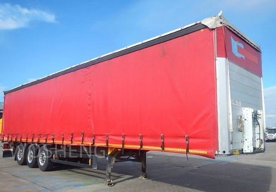 Caminhão 40-50ton 3 eixos 40ft 45ft Red Curtain Side Sliding Semi-Trailer com telhado de PVC