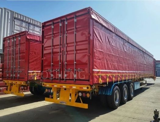 Semi-reboque de cortina lateral de eixo 3 Wosheng sob medida com sistema de travagem WABCO de dupla linha