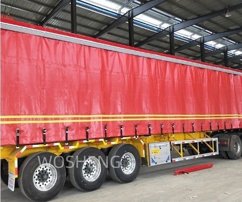 Semi-reboque de cortina lateral de eixo 3 Wosheng sob medida com sistema de travagem WABCO de dupla linha