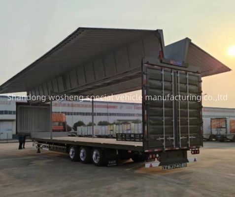 Pedido do cliente 3 eixo ala aberta Van semi-reboque de parede com 12 unidades 12R22.5 Pneus