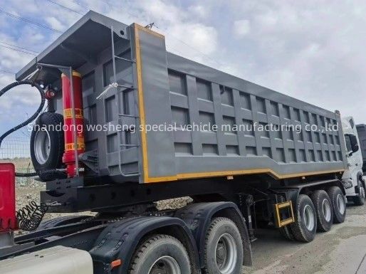 Reboque de caminhão Wosheng 3 eixos hidráulico traseiro de descarga de descarga