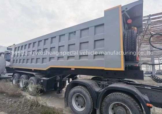 Reboque de caminhão Wosheng 3 eixos hidráulico traseiro de descarga de descarga