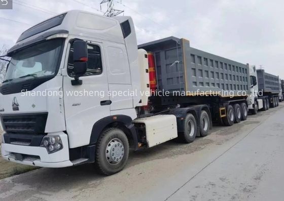 Reboque de caminhão Wosheng 3 eixos hidráulico traseiro de descarga de descarga