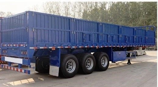 Semi-reboque de parede lateral de carga pesada de 40-100 toneladas com suspensão mecânica/aérea