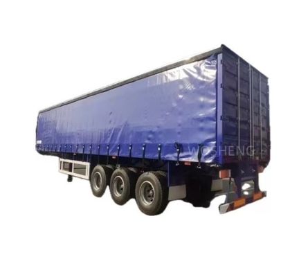 WABCO-ABS travagem equipado com 3 eixos 40ft 45ft azul cortina lado Semi-reboque por Wosheng