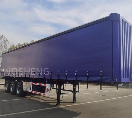 WABCO-ABS travagem equipado com 3 eixos 40ft 45ft azul cortina lado Semi-reboque por Wosheng