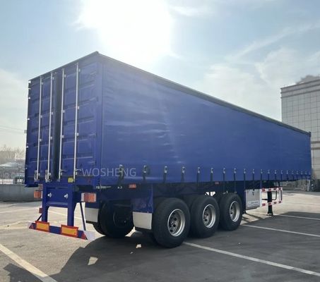 WABCO-ABS travagem equipado com 3 eixos 40ft 45ft azul cortina lado Semi-reboque por Wosheng