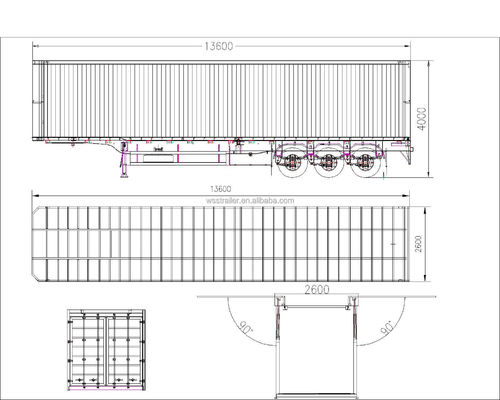 Pneus 12R22.5 12 unidades Semi-reboque de Logística de Aço com Ampliação de asas de abertura