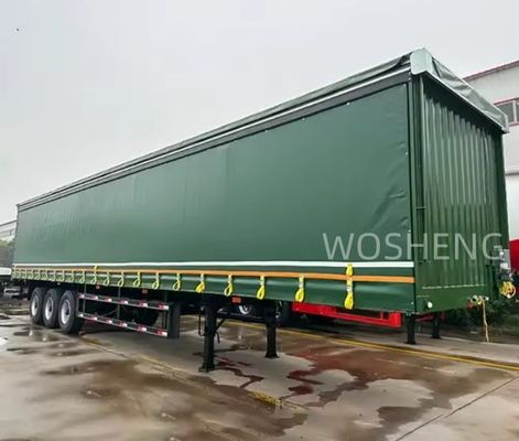 Wosheng 3 eixos verde 40ft 45ft PVC cortina lado Semi-reboque 13T 16T BPW/FUWA eixo