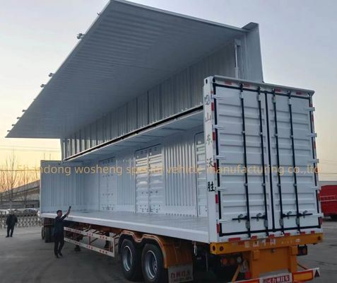 12R22.5 12 unidades Pneus furgão de parede aberta semi-reboque de asa dupla para transporte de cargas