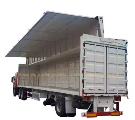 2 3 4 eixos parede lateral hidráulica de asa aberta furgão caminhão semi-reboque para carga pesada