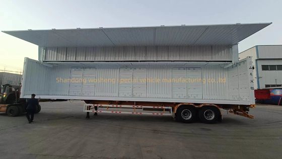 2 3 4 eixos parede lateral hidráulica de asa aberta furgão caminhão semi-reboque para carga pesada