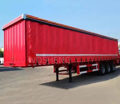 Semi-remolque de telhado de tecido de lado de cortina de 40 pés e 45 pés de tri-eixo para transporte de carga pesada