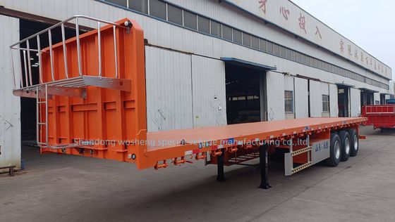 Altura do feixe principal 0,5 m 3 eixos de semi-reboque de piso plano para transporte de contêineres de 20FT 40FT