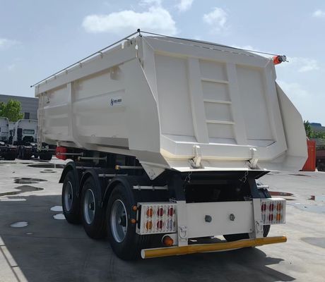 Semi-remolque de descarga traseira de 40 a 80 T com rebento hidráulico para transporte de grãos de areia e pedra