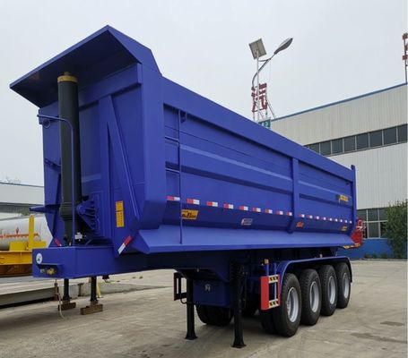 Semi-remolque de descarga traseira de 40 a 80 T com rebento hidráulico para transporte de grãos de areia e pedra