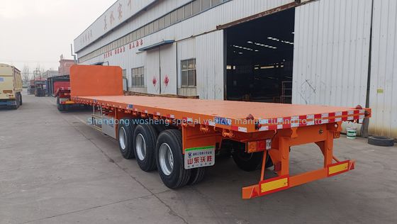 Altura do feixe principal 0,5 m 3 eixos de semi-reboque de piso plano para transporte de contêineres de 20FT 40FT